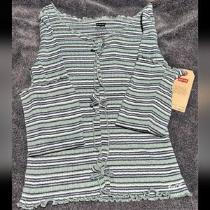 Levi's Blue, Green and White Striped Women's Top-Size Med NWT